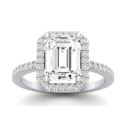 Bergenia Moissanite Matching Band Only (does Not Include Engagement Ring ) For Ring With Emerald Center whitegold