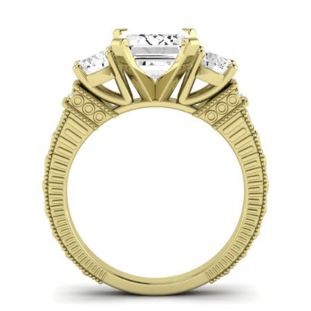 Angelonia Moissanite Matching Band Only (does Not Include Engagement Ring) For Ring With Emerald Center yellowgold