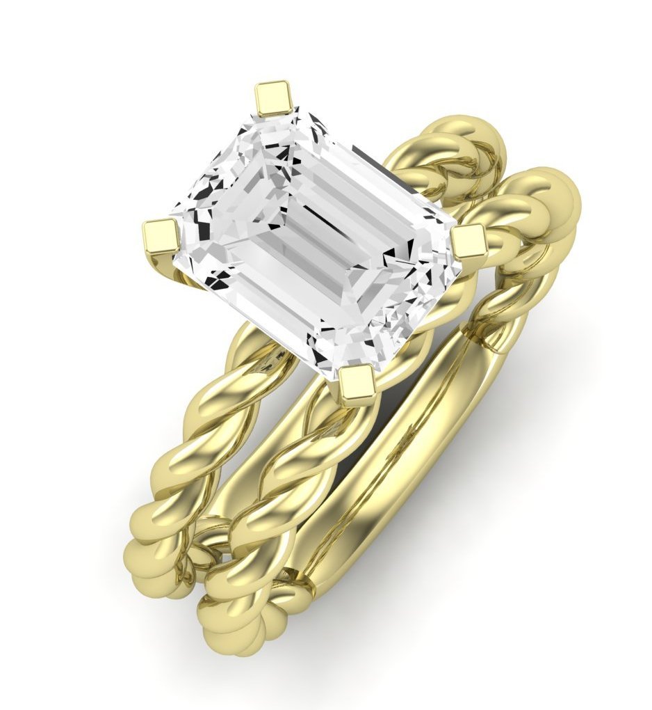Balsam Moissanite Matching Band Only ( Engagement Ring Not Included)   For Ring With Emerald Center yellowgold