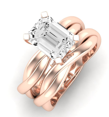 Baneberry Moissanite Matching Band Only (does Not Include Engagement Ring)  For Ring With Emerald Center rosegold
