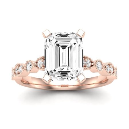 Marigold Moissanite Matching Band Only (does Not Include Engagement Ring) For Ring With Emerald Center rosegold