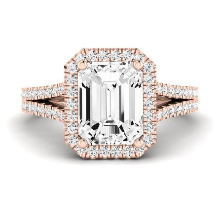 Silene Moissanite Matching Band Only ( Engagement Ring Not Included) For Ring With Emerald Center rosegold