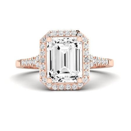 Desert Rose Moissanite Matching Band Only (engagement Ring Not Included) For Ring With Emerald Center rosegold