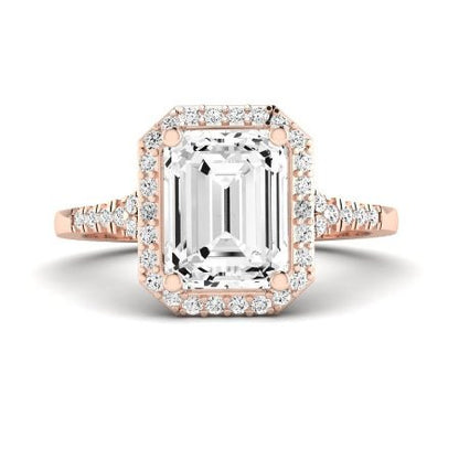Desert Rose Moissanite Matching Band Only (engagement Ring Not Included) For Ring With Emerald Center rosegold