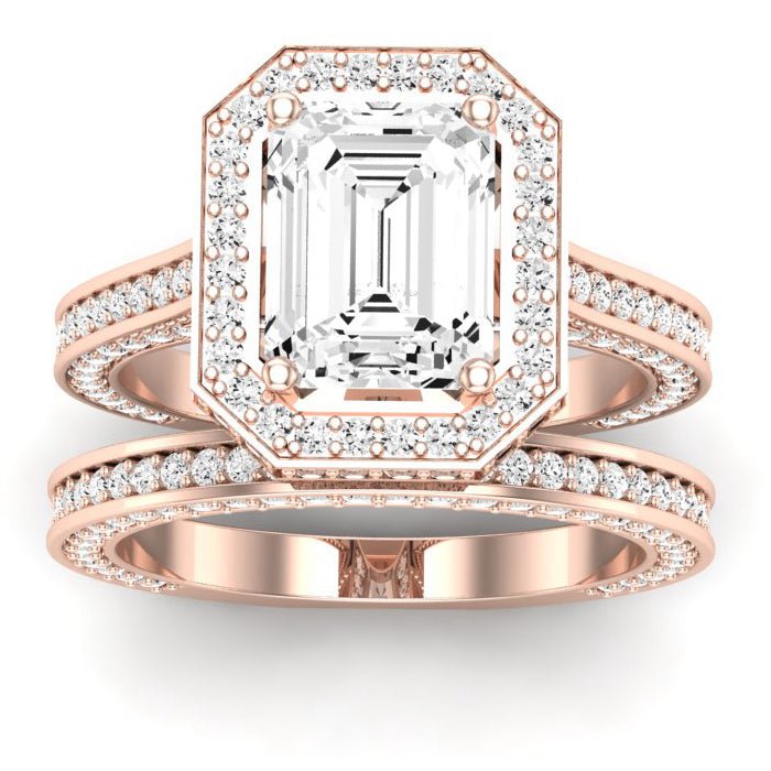 Buttercup Moissanite Matching Band Only (does Not Include Engagement Ring)  For Ring With Emerald Center rosegold