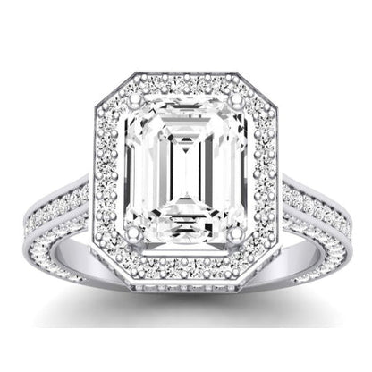 Buttercup Moissanite Matching Band Only (does Not Include Engagement Ring)  For Ring With Emerald Center whitegold