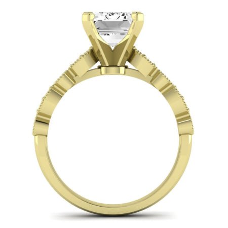 Marigold Moissanite Matching Band Only (does Not Include Engagement Ring) For Ring With Emerald Center yellowgold