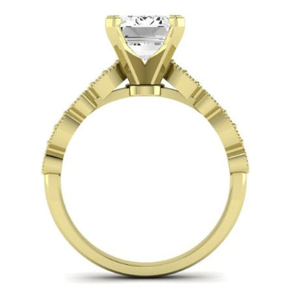 Marigold Moissanite Matching Band Only (does Not Include Engagement Ring) For Ring With Emerald Center yellowgold