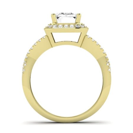 Moonflower Moissanite Matching Band Only ( Engagement Ring Not Included) For Ring With Emerald Center yellowgold