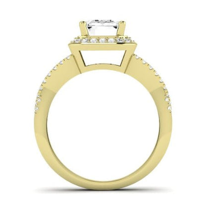 Moonflower Moissanite Matching Band Only ( Engagement Ring Not Included) For Ring With Emerald Center yellowgold