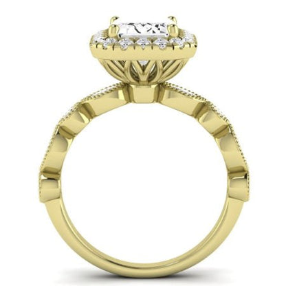 Aubretia Moissanite Matching Band Only ( Engagement Ring Not Included) For Ring With Emerald Center yellowgold