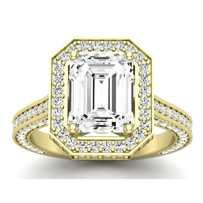 Buttercup Moissanite Matching Band Only (does Not Include Engagement Ring)  For Ring With Emerald Center yellowgold