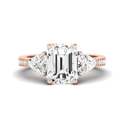 Snowdonia Moissanite Matching Band Only (engagement Ring Not Included) For Ring With Emerald Center rosegold