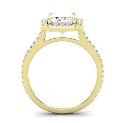 Columbine Moissanite Matching Band Only (does Not Include Engagement Ring)  For Ring With Emerald Center yellowgold