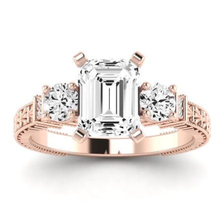 Angelonia Moissanite Matching Band Only (does Not Include Engagement Ring) For Ring With Emerald Center rosegold
