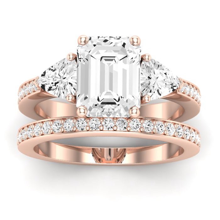 Snowdonia Moissanite Matching Band Only (engagement Ring Not Included) For Ring With Emerald Center rosegold
