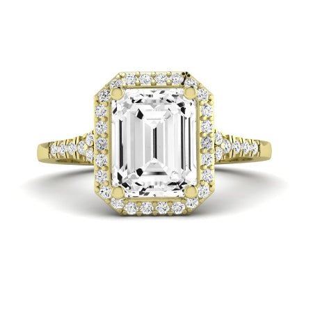 Desert Rose Moissanite Matching Band Only (engagement Ring Not Included) For Ring With Emerald Center yellowgold