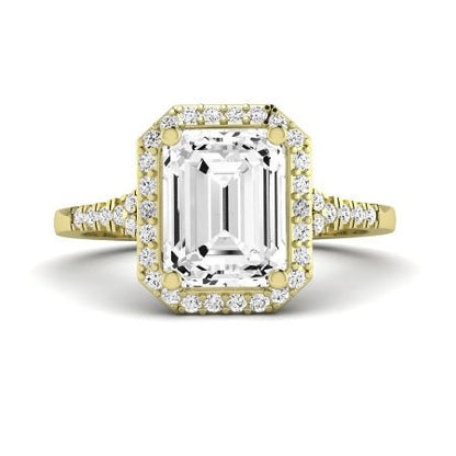 Desert Rose Moissanite Matching Band Only (engagement Ring Not Included) For Ring With Emerald Center yellowgold