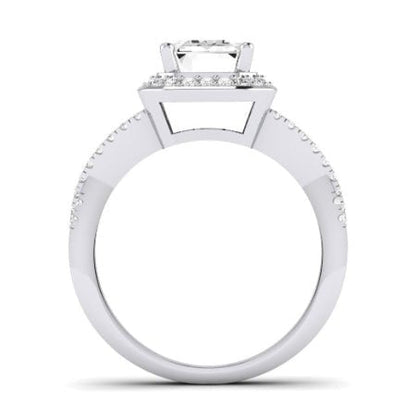 Moonflower Moissanite Matching Band Only ( Engagement Ring Not Included) For Ring With Emerald Center whitegold
