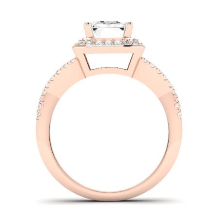 Moonflower Moissanite Matching Band Only ( Engagement Ring Not Included) For Ring With Emerald Center rosegold