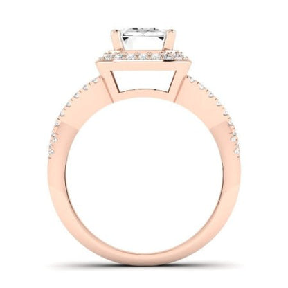 Moonflower Moissanite Matching Band Only ( Engagement Ring Not Included) For Ring With Emerald Center rosegold