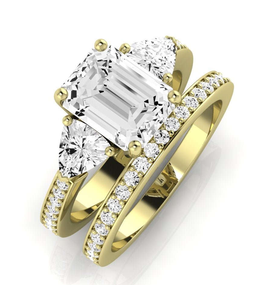 Snowdonia Moissanite Matching Band Only (engagement Ring Not Included) For Ring With Emerald Center yellowgold