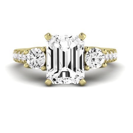 Primrose Moissanite Matching Band Only ( Engagement Ring Not Included) For Ring With Emerald Center yellowgold