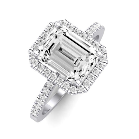 Bergenia Moissanite Matching Band Only (does Not Include Engagement Ring ) For Ring With Emerald Center whitegold