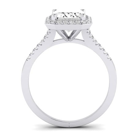 Desert Rose Moissanite Matching Band Only (engagement Ring Not Included) For Ring With Emerald Center whitegold