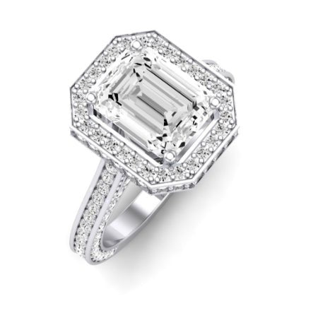 Buttercup Moissanite Matching Band Only (does Not Include Engagement Ring)  For Ring With Emerald Center whitegold