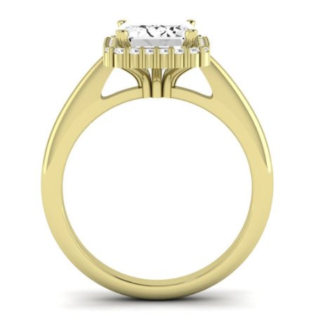 Calla Lily Moissanite Matching Band Only (does Not Include Engagement Ring) For Ring With Emerald Center yellowgold