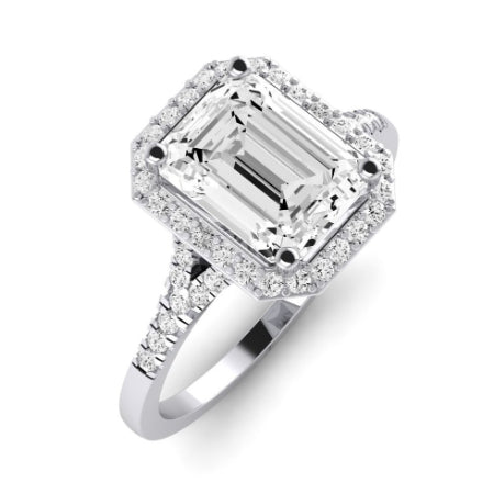 Desert Rose Moissanite Matching Band Only (engagement Ring Not Included) For Ring With Emerald Center whitegold