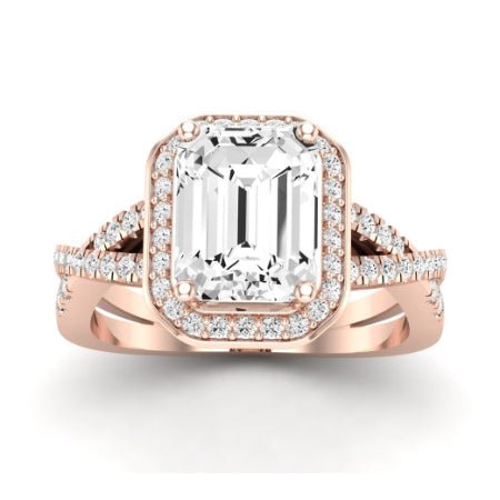 Moonflower Moissanite Matching Band Only ( Engagement Ring Not Included) For Ring With Emerald Center rosegold