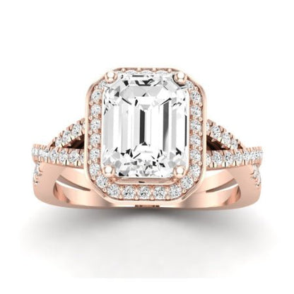 Moonflower Moissanite Matching Band Only ( Engagement Ring Not Included) For Ring With Emerald Center rosegold