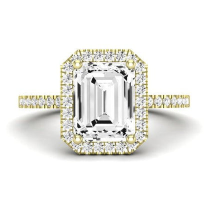 Bergenia Moissanite Matching Band Only (does Not Include Engagement Ring ) For Ring With Emerald Center yellowgold