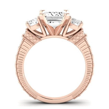 Angelonia Moissanite Matching Band Only (does Not Include Engagement Ring) For Ring With Emerald Center rosegold