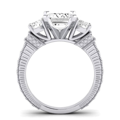Angelonia Moissanite Matching Band Only (does Not Include Engagement Ring) For Ring With Emerald Center whitegold