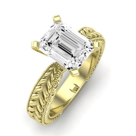 Azalea Moissanite Matching Band Only (does Not Include Engagement Ring) For Ring With Emerald Center yellowgold