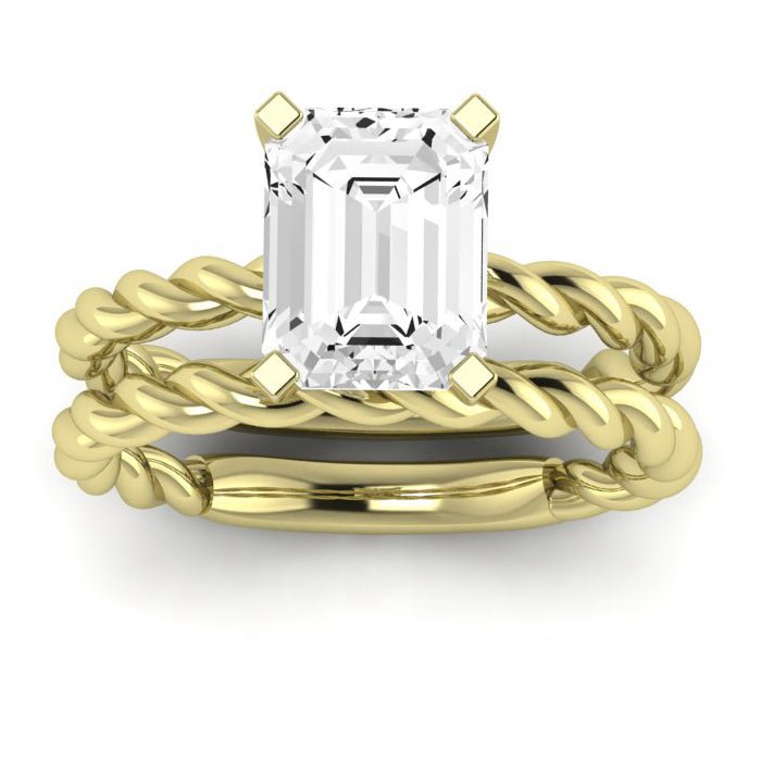 Balsam Moissanite Matching Band Only ( Engagement Ring Not Included)   For Ring With Emerald Center yellowgold