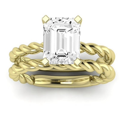 Balsam Moissanite Matching Band Only ( Engagement Ring Not Included)   For Ring With Emerald Center yellowgold