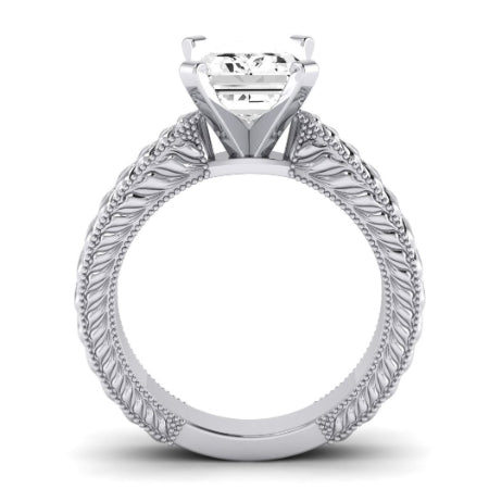 Azalea Moissanite Matching Band Only (does Not Include Engagement Ring) For Ring With Emerald Center whitegold