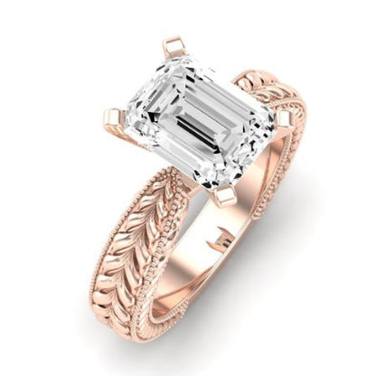 Azalea Moissanite Matching Band Only (does Not Include Engagement Ring) For Ring With Emerald Center rosegold