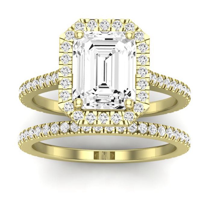 Columbine Moissanite Matching Band Only (does Not Include Engagement Ring)  For Ring With Emerald Center yellowgold