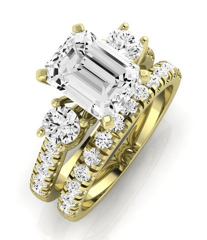 Primrose Moissanite Matching Band Only ( Engagement Ring Not Included) For Ring With Emerald Center yellowgold