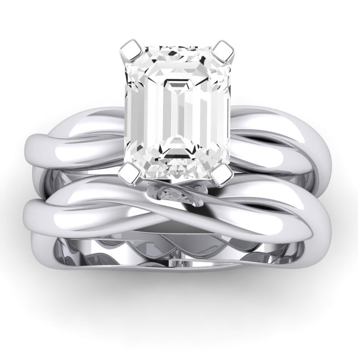 Baneberry Moissanite Matching Band Only (does Not Include Engagement Ring)  For Ring With Emerald Center whitegold