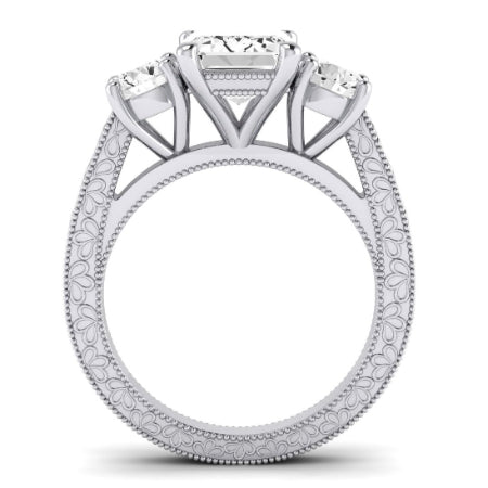 Belladonna Moissanite Matching Band Only (does Not Include Engagement Ring) For Ring With Emerald Center whitegold