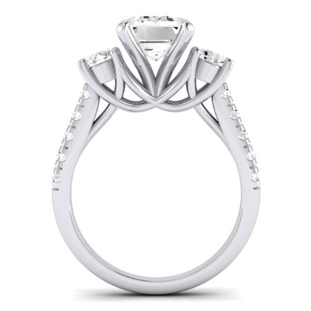 Primrose Moissanite Matching Band Only ( Engagement Ring Not Included) For Ring With Emerald Center whitegold
