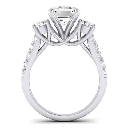 Primrose Moissanite Matching Band Only ( Engagement Ring Not Included) For Ring With Emerald Center whitegold