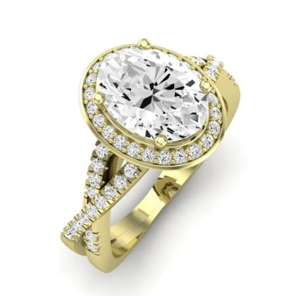 Moonflower Moissanite Matching Band Only ( Engagement Ring Not Included) For Ring With Oval Center yellowgold