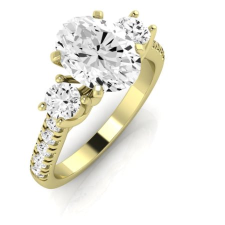 Primrose Moissanite Matching Band Only ( Engagement Ring Not Included) For Ring With Oval Center yellowgold